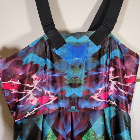 MacKenzie Mode Dress 10 Intrigue Spring Fling Floral Bandage Pocket Black Modern - Picture 8 of 9